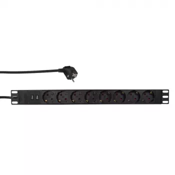 LogiLink - regleta de alimentación (montaje en rack) - 3500 vatios - entrada CEE 7/7 - salidas: 8 (2 x USB, 8 x CEE 7/7) - 1U - 4