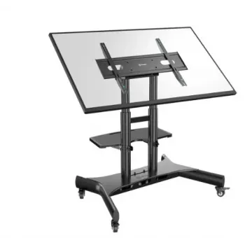 Soporte móvil para TV ONKRON TS1380-B para televisores de 50–83 pulgadas, negro, altura ajustable, base con ruedas