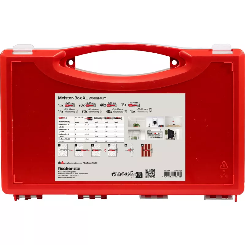 Set de fijación FISCHER Meister-Box XL 210 piezas – surtido de tacos, tornillos y elementos de fijación