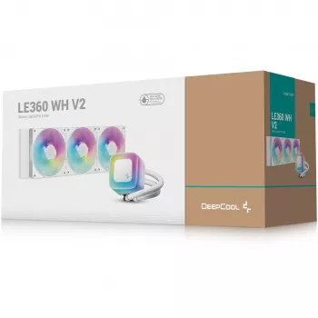 Refrigeración líquida todo en uno DeepCool LE360 WH V2 12 cm Blanco — radiador de 360 mm, 3 ventiladores de 120 mm, compatibilidad LGA 1851