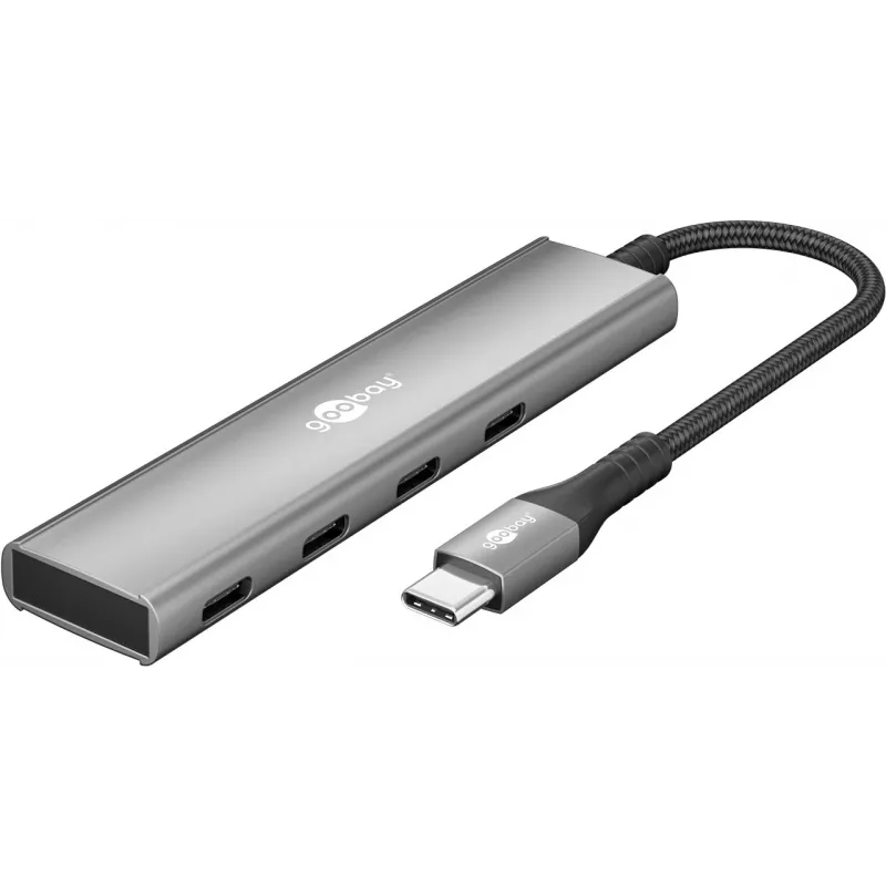 Goobay hub USB slim de 4 puertos USB-C a 5 Gbit/s - conector macho> 4x conector hembra (76564)