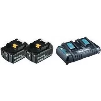 Makita DC18RD – cargador + batería 2x – Li-Ion – 5 Ah – 90 Wh – para Makita DHR263Z, DHR263ZJ, DHR264Z, DHR264ZJ, DUH651Z, DUR364LZ (197629-2)