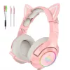 Auriculares Onikuma K9 rosa RGB gaming