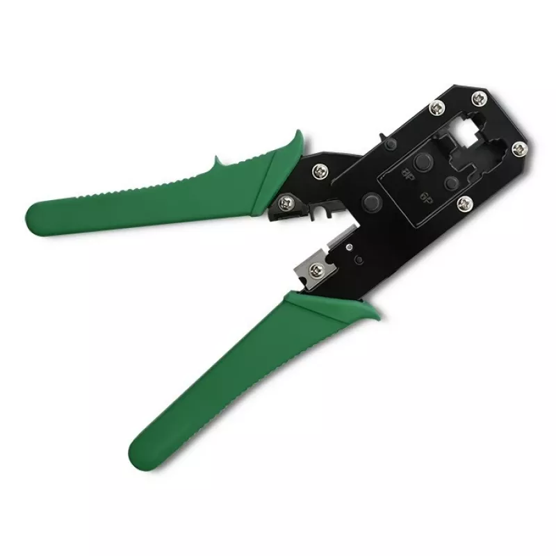 Herramienta de crimpado y corte QOLTEC 54381 — Alicate de crimpado para conectores de red modulares y cortacables