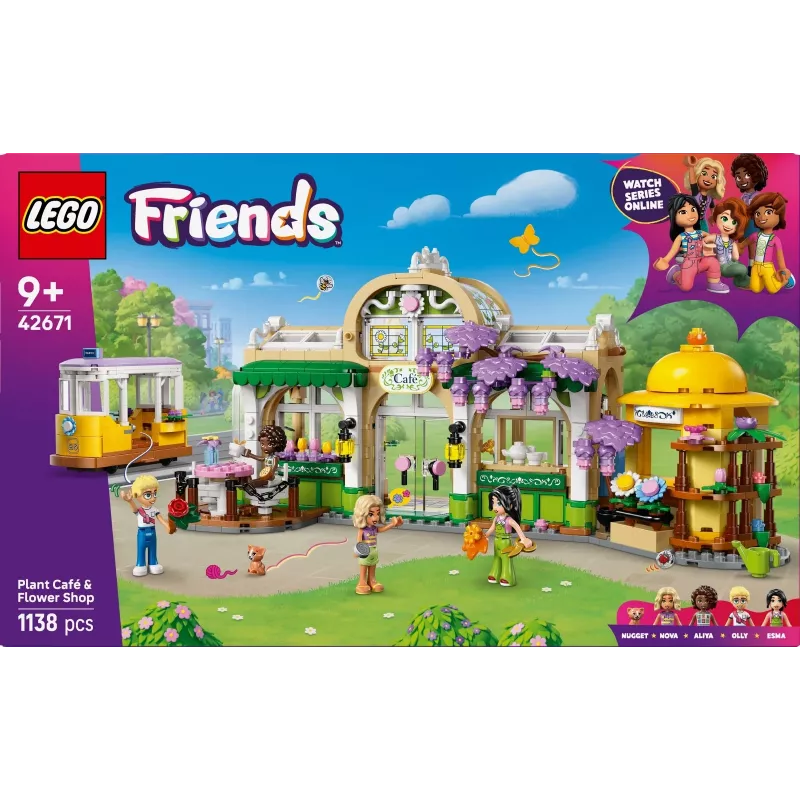 Set LEGO FRIENDS 42671 Cafetería de plantas y floristería, set de juego con funciones de cafetería y floristería