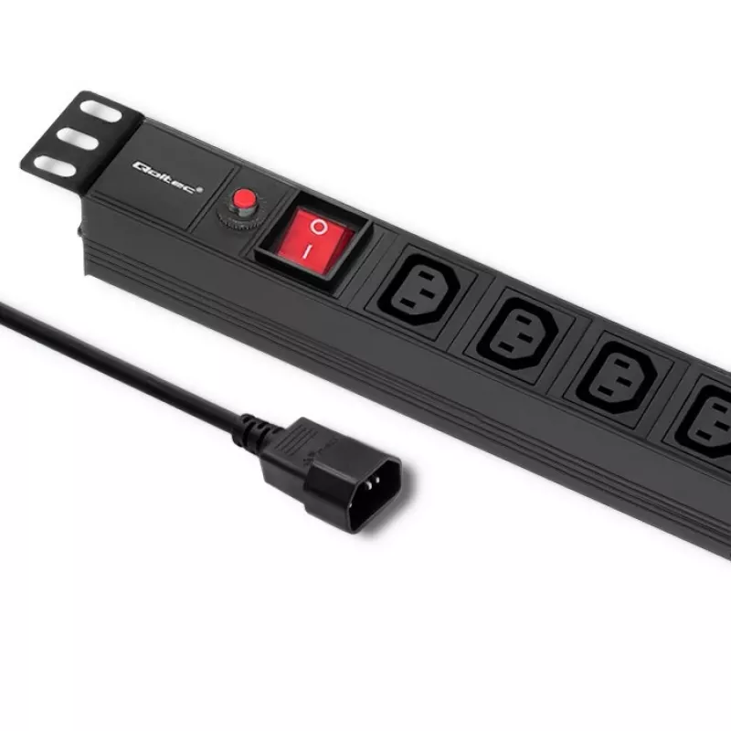 Qoltec 53998 regleta de enchufes para RACK 19 | 1U | 10A | PDU | 8xIEC C13 | 2m