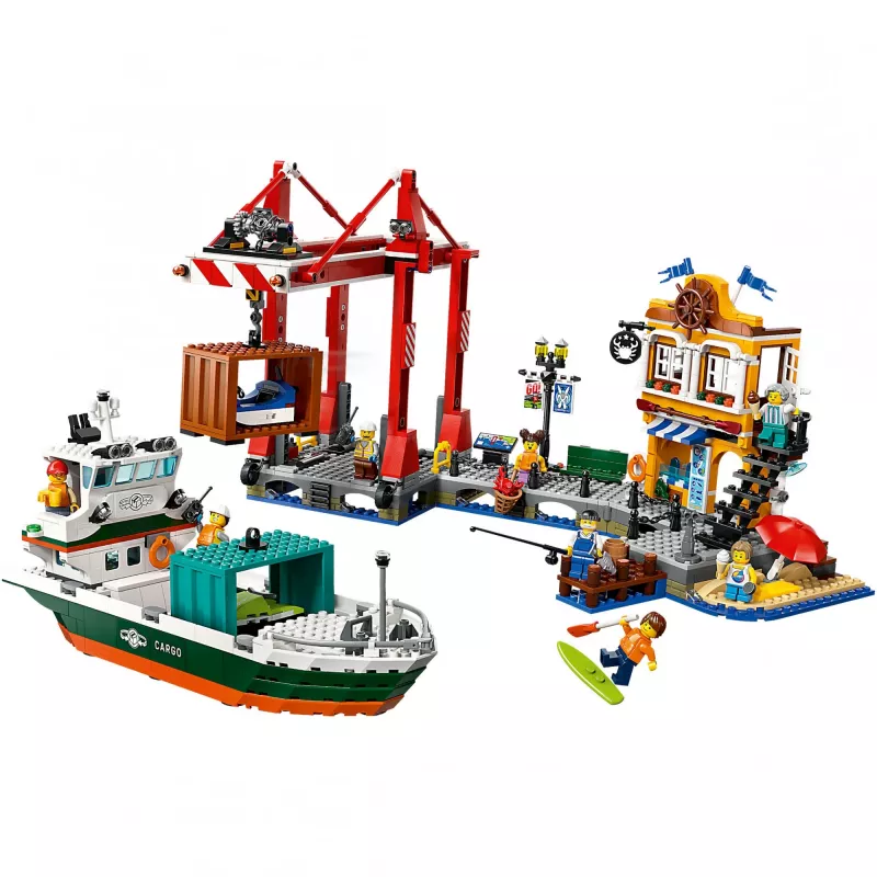 LEGO CITY 60422 Puerto costero con buque de carga