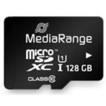 MediaRange MR945 - Tarjeta de memoria flash (microSDXC con adaptador SD) - 128 GB - UHS-I / Class10 - microSDXC - negro (MR945)