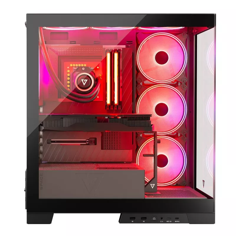 Caja de PC MODECOM Volcano SPACE APEX ARGB Midi Tower, cristal templado, USB-C, compatible con ATX/microATX/Mini-ITX, GPU hasta 430 mm, disipador de CPU hasta 180 mm