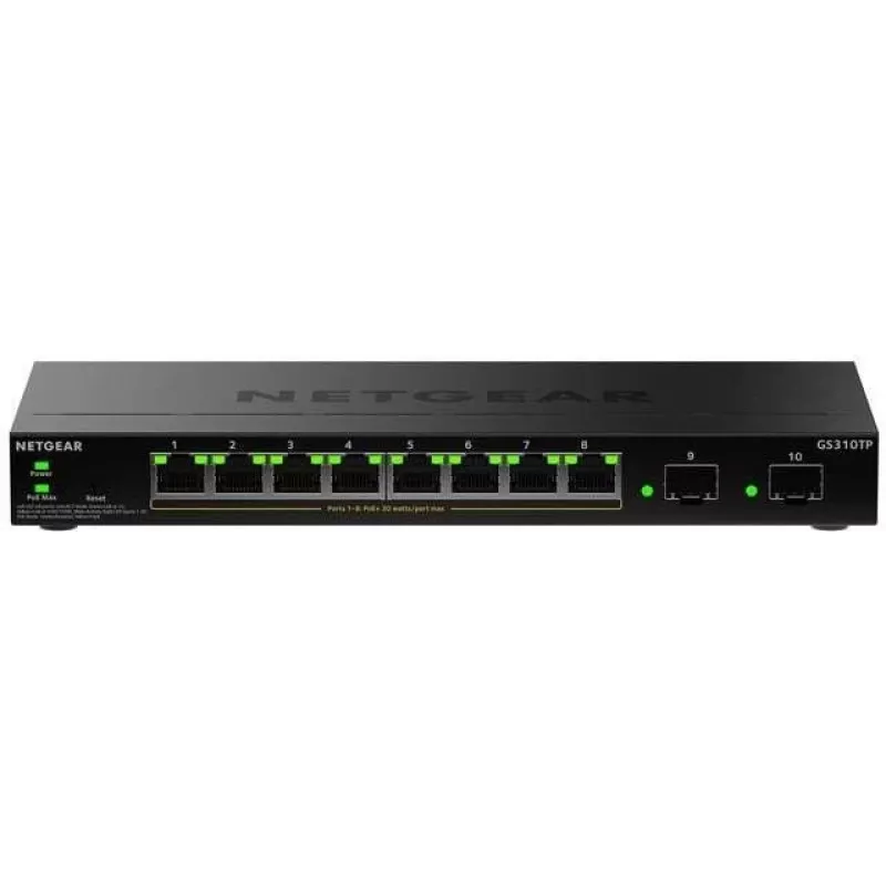 NETGEAR GS310TPv2 switch gestionado L2/L3 Gigabit Ethernet (10/100/1000) Power over Ethernet (PoE) sobremesa negro