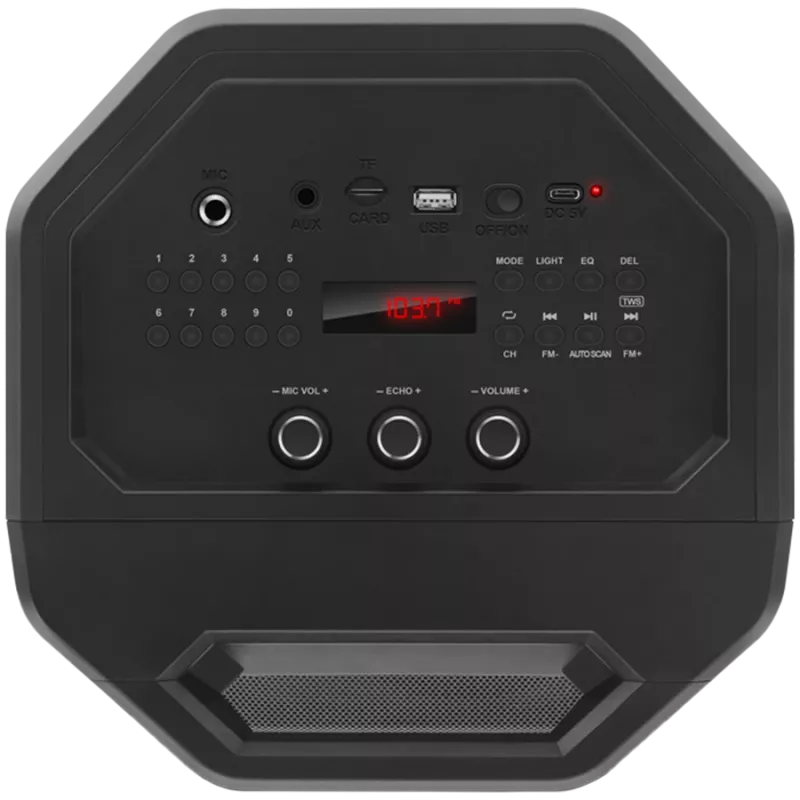 Altavoz SVEN PS-650, negro (50W, TWS, Bluetooth, FM, USB, microSD, pantalla LED, 4000mAh)