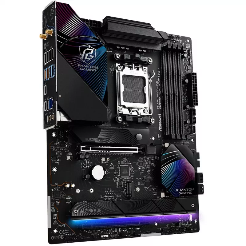 Placa base ASRock Phantom Gaming B850 Riptide WiFi — AMD B850, socket AM5, ATX, DDR5, 4x M.2, Wi-Fi 7, 2.5Gb LAN