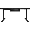 Mesa gaming de altura ajustable con doble motor, función sentado/de pie, caja de PC integrada, cargador inalámbrico, iluminación RGB, panel de control y puertos USB, tablero de vidrio templado, negro.