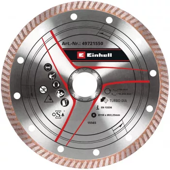 Disco de corte diamantado EINHELL 150×1,6 mm para amoladora angular a batería, taladro M14