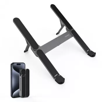 Soporte plegable compacto para portátil SODI — gris, elevador de portátil ajustable