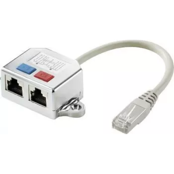 Renkforce RJ45 adaptador en T de red CAT 6 [2x conector hembra RJ45 - 1x conector macho RJ45] 15,00 cm metal (RF-4538138)