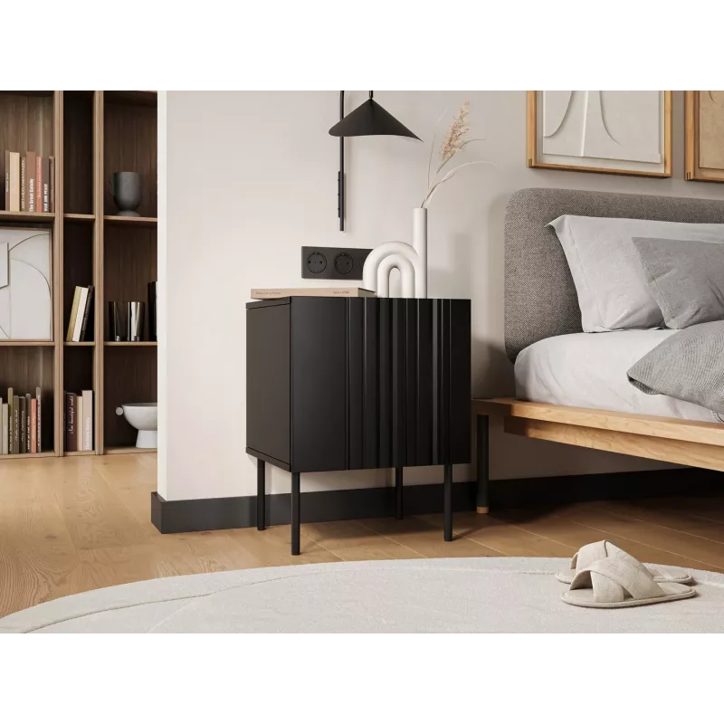 Set de mesitas de noche 2 uds. Cama Meble ISLA 44,5×40×59 cm negro mate MDF/aglomerado