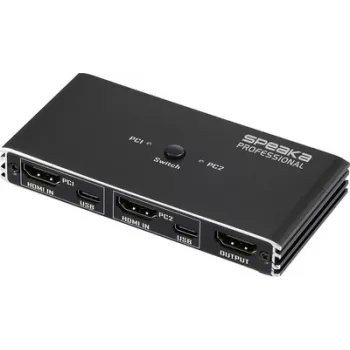 SpeaKa Professional HDMI 2.0 KVM fino 2X1 USB2.0+IR, negro Conmutador HDMI HDMI 3840 x 2160 píxeles (SP-13724436)