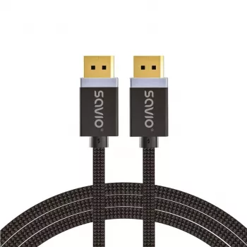 Cable DisplayPort SAVIO CL-166 2 m negro – DisplayPort 1.4, conector macho-conector macho, contactos dorados