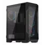 KRUX Heko KRXD001 caja de PC Midi Tower, ATX/micro-ATX/mini-ITX, panel lateral transparente, ARGB, 4 ventiladores de 120 mm, tarjeta gráfica hasta 34 cm, disipador de CPU hasta 165 mm, negra