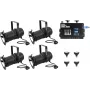 Eurolite Set 4x PAR-30 Spot negro dim2warm + EDX-4 DMX RDM LED Dimmer Pack