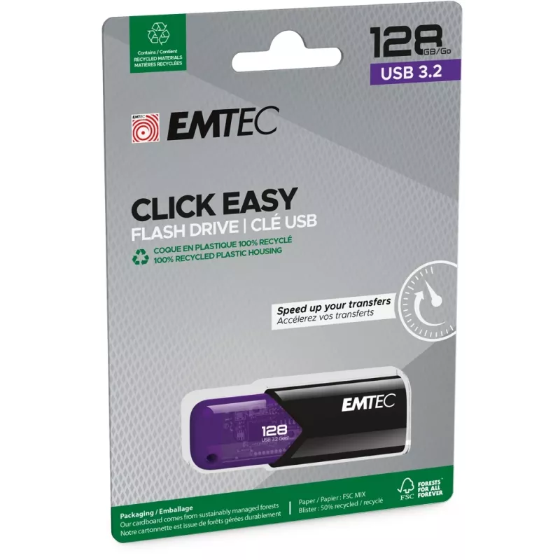 Unidad flash USB Emtec 128 GB USB Type-A 3.2 Gen 1 Click Easy
