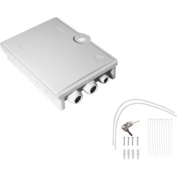 Helos 372088 Caja de conexión doméstica FTTH, máx. 24 fibras, 6x LC/QD o SC/DX