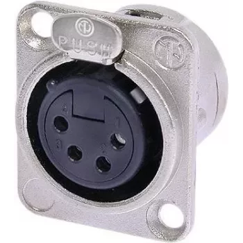 Neutrik NTR-NC4FDL1 - -30 – 80 °C – negro – plateado – UL – UL 94 HB – IEC 61076-2-103 – IP 40 – IEC 68-2-20 (NC4FD-L-1)