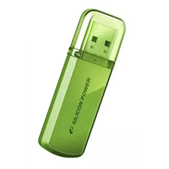 Memoria USB Silicon Power Helios 101 — 8 GB, USB 2.0, Type-A, verde, diseño con tapa
