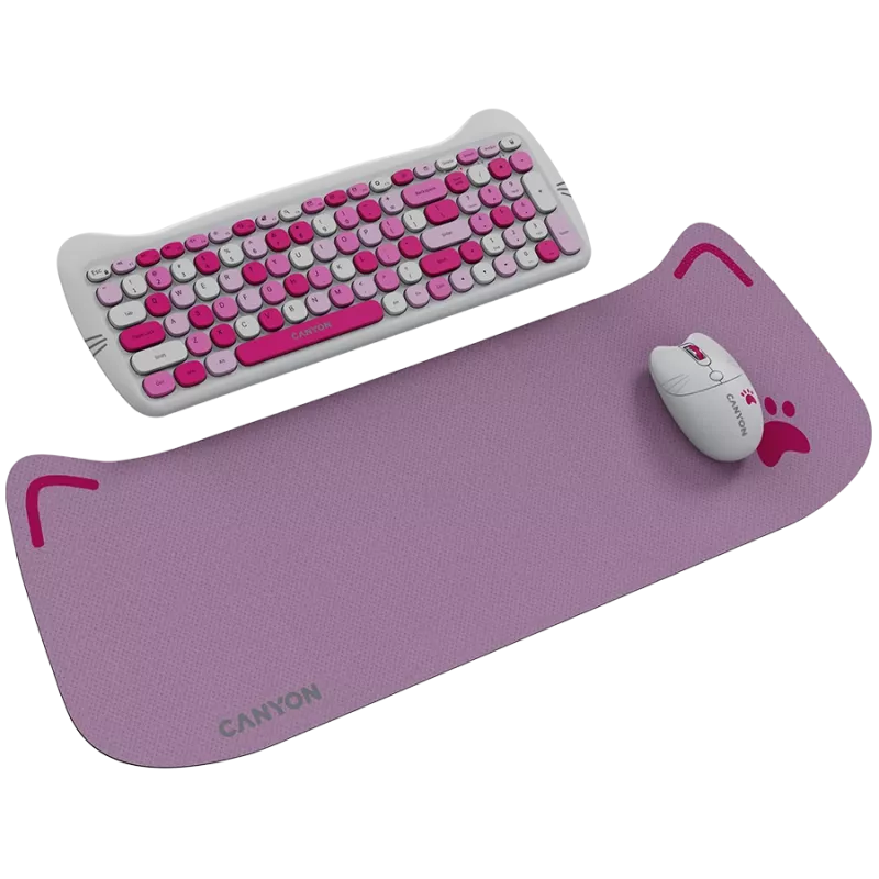 Conjunto de teclado y ratón inalámbricos CANYON HSET-W6 Pink Kitty Edition