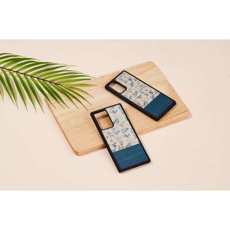 Funda para móvil Man and Wood Galaxy Note 20 — flor azul sobre negro