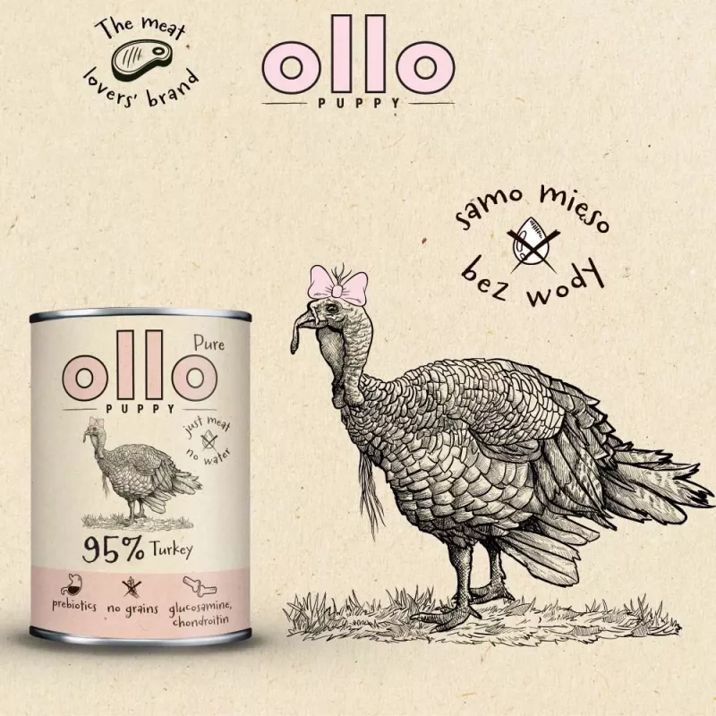 OLLO Puppy Pure Pavo - Comida húmeda para perros - 400 g