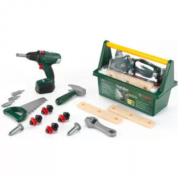 Theo Klein 8520 Bosch Toolbox I con muchas herramientas I incl. atornillador a batería