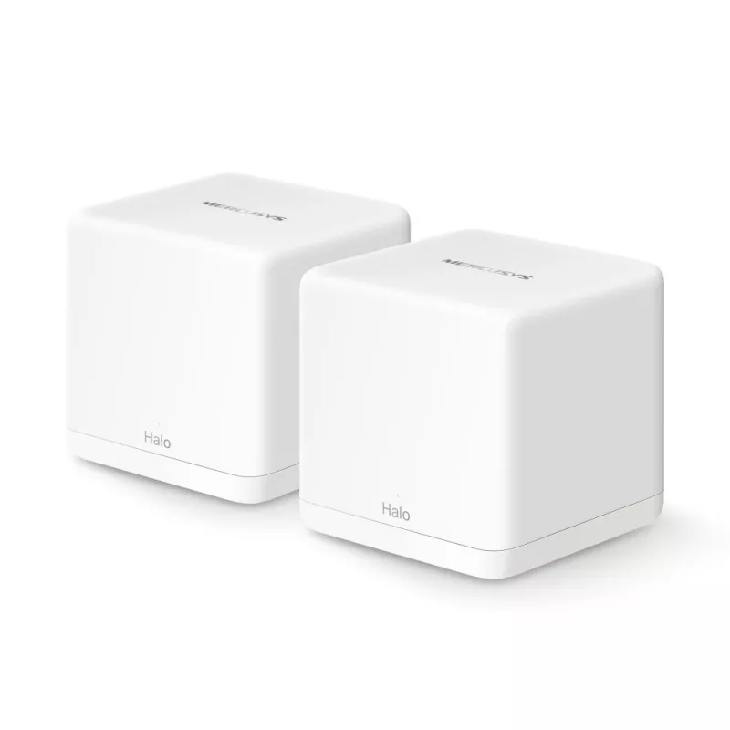 Sistema mesh MERCUSYS Halo H60X (pack de 2) Wi‑Fi 6 de doble banda, 1500 Mbit/s, hasta 350 m², 2x LAN, antenas internas, blanco