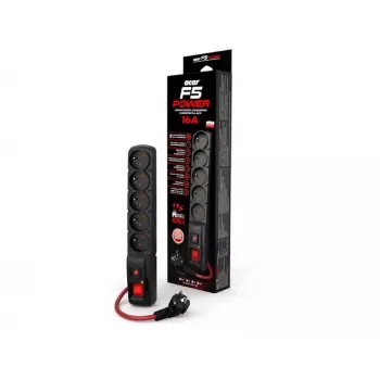 ACAR F5 POWER Black 5 tomas de corriente AC 230 V 1,5 m