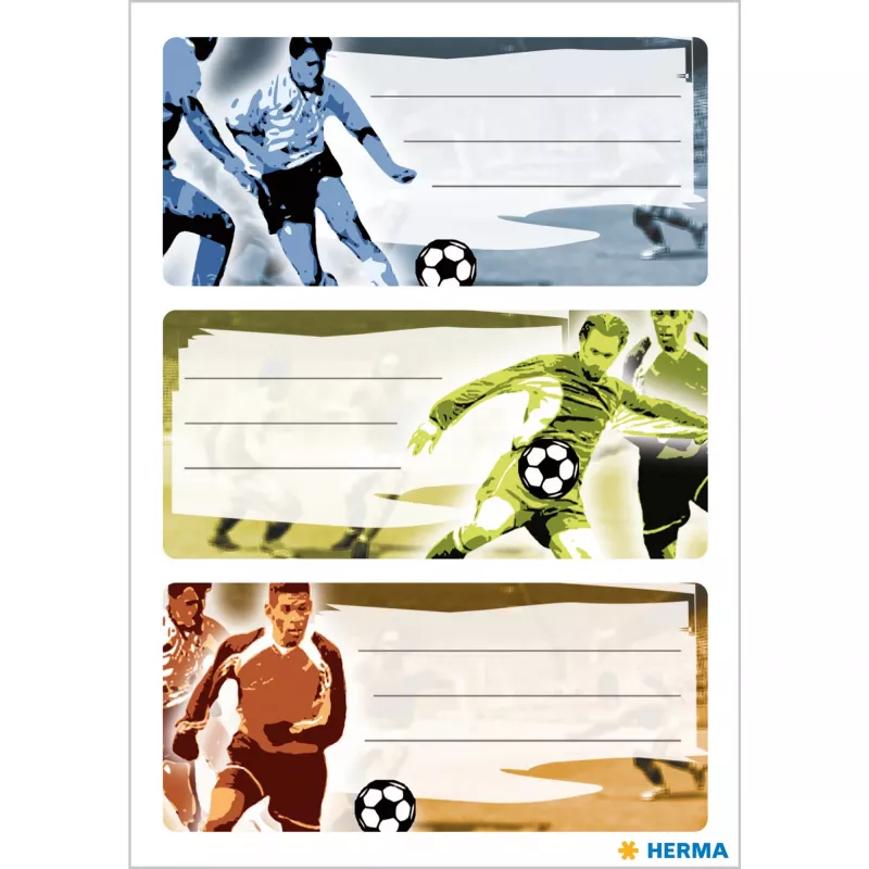 Etiqueta autoadhesiva HERMA fútbol rectangular permanente multicolor 9 uds.