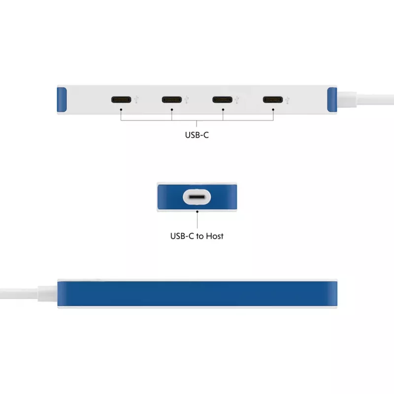 Hub USB-C Hyper HyperDrive Flex de 4 puertos, blanco/azul | HD5201BUGL