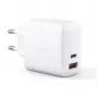 Cargador de pared Aukey PA-B3 Blanco GaN 65W USB-C / USB-A cargador rápido