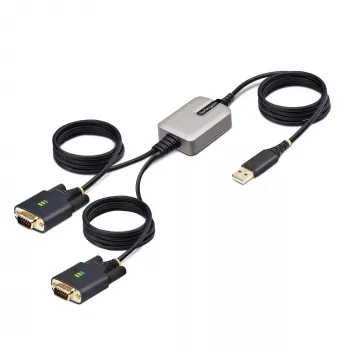 StarTech.com cable adaptador de 13ft (4m) de 2 puertos USB a serie, tornillos/tuercas DB9 reemplazables, retención de COM, USB-A a DB9 RS232, FTDI, protección ESD de nivel 4, Windows/macOS/ChromeOS/Linux – construcción robusta en TPE