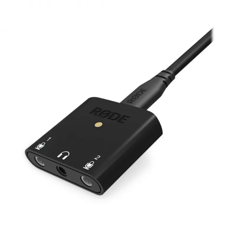 RØDE AI-Micro interfaz de audio móvil, 2x entradas TRS/TRRS de 3,5 mm, salida de auriculares de 3,5 mm, USB-C, negra