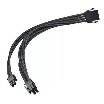 SilverStone PP07E - Cable de extensión de alimentación - PCIe Power de 8 pines (6+2) (M) a PCIe Power de 8 pines (H) - 30 cm - Negro (SST-PP07E-