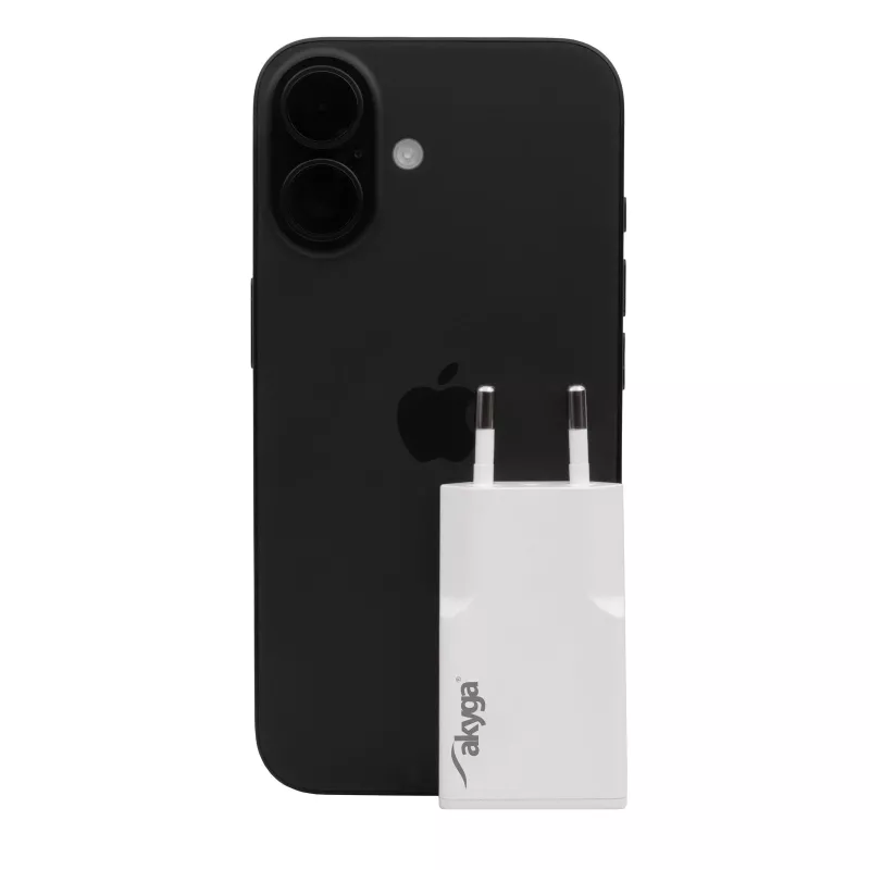 Cargador de pared Akyga AK-CH-27 30W USB-C USB-A PD GaN 5-20V / 1.5-3A blanco