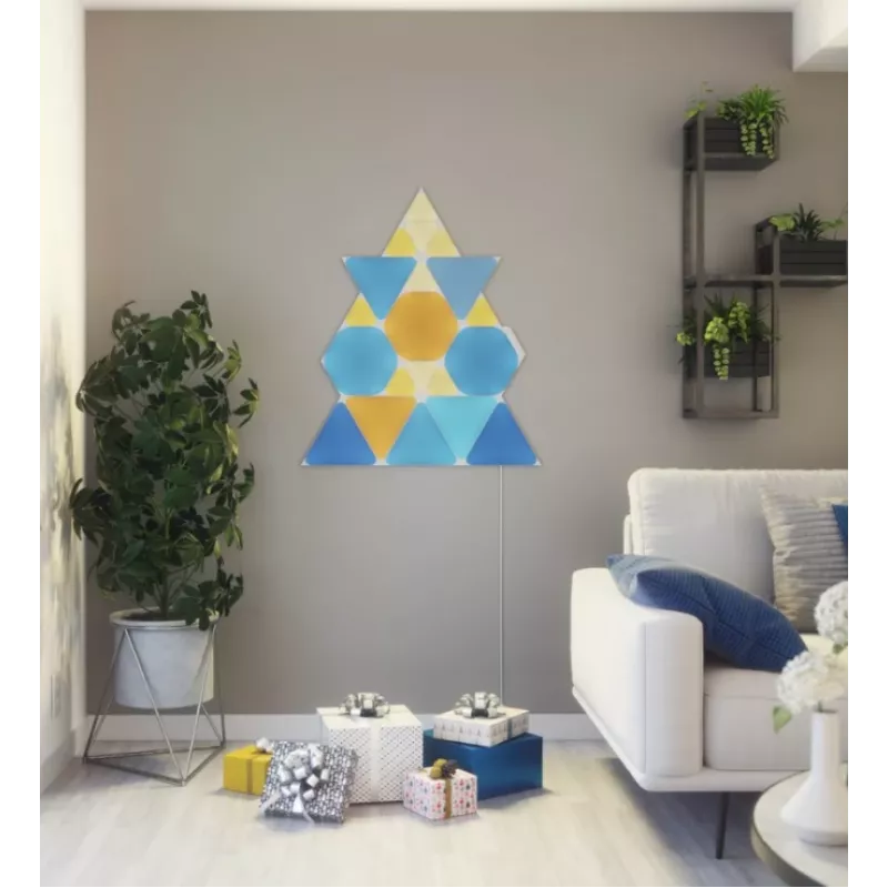 Paneles LED triangulares Nanoleaf NL47-0002TW-9PK — set de 9 paneles de pared RGB, con cable, blanco