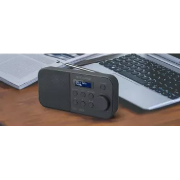 Radio portátil muse M-109 DB — DAB+ / FM (87,5–108 MHz), sintonizador PLL, LCD, batería/red, negro
