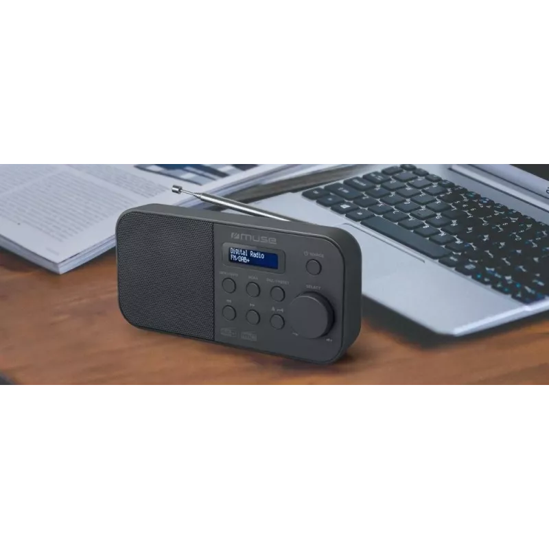 Muse M-109DB radio portátil, DAB+/FM PLL, pantalla LCD, alarma, pilas/red eléctrica, negra