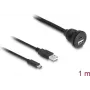 Cable DeLOCK USB 2.0 conector macho USB Type-A y conector macho USB Type-C a conector hembra USB Type-A y conector hembra USB Type-C 1 m negro