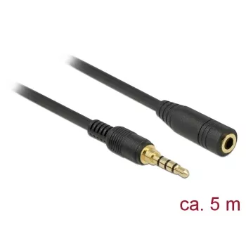 Cable de audio DeLOCK 85635 3,5 mm conector macho a conector hembra 5 m negro