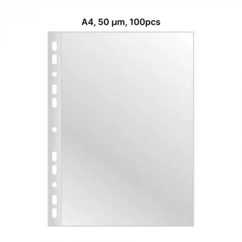 AD Class funda perforada cristal transparente A4 50 µm, bolsa de 100 uds.