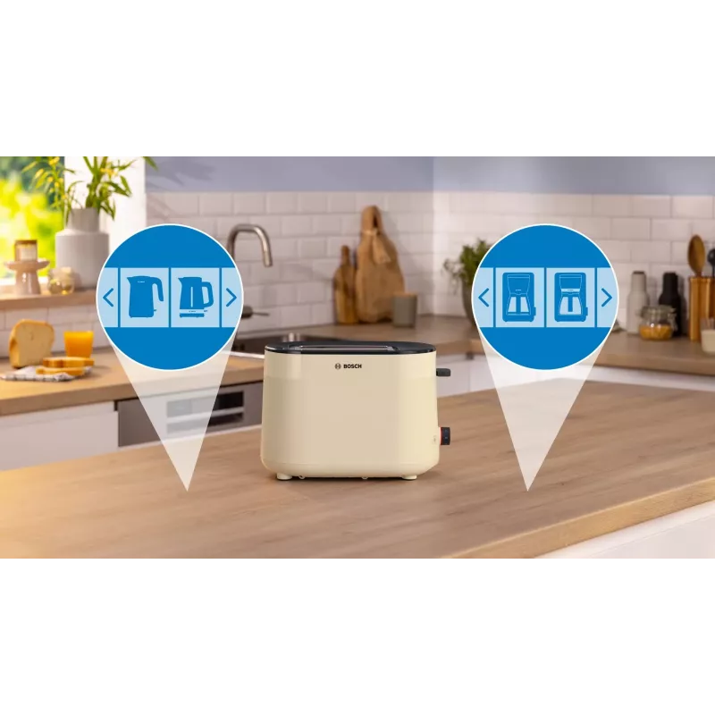 Tostadora Bosch | TAT2M127 MyMoment | Potencia 950 W | Número de ranuras 2 | Material de la carcasa plástico | Beige