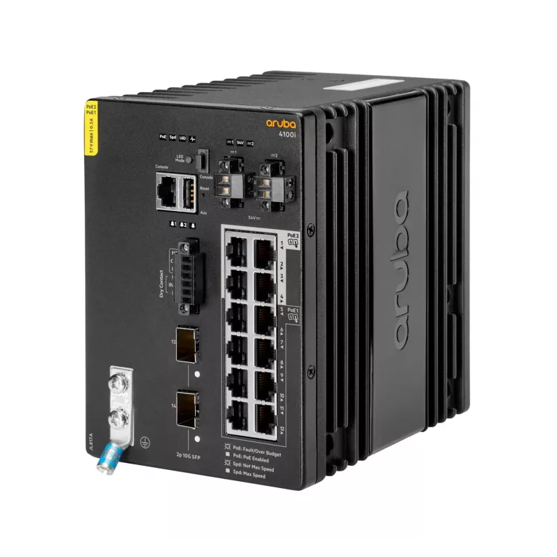Hewlett Packard Enterprise HPE Aruba 4100i - Switch - 8 x 10/100/1000 (PoE Class 4) + 4 x 10/100/1000 (PoE Class 6) + 2 x SFP+ - montaje en carril DIN - PoE Class 4 / PoE Class